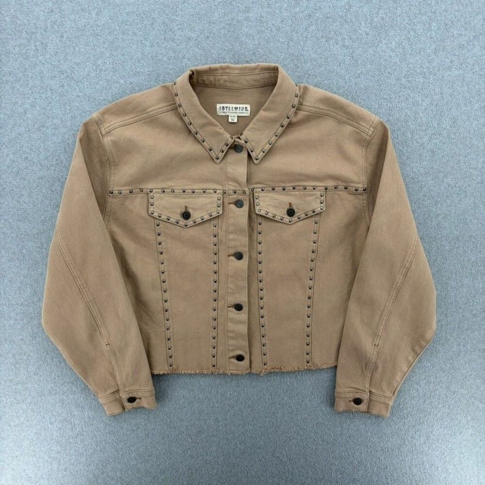 Idyllwind Miranda Lambert Studded Denim Jacket Womens XL Tan Cropped Western